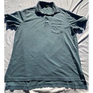 Sid Mashburn Slim Fit Striped Polo Shirt Mens Large Blue Green Short Sleeve